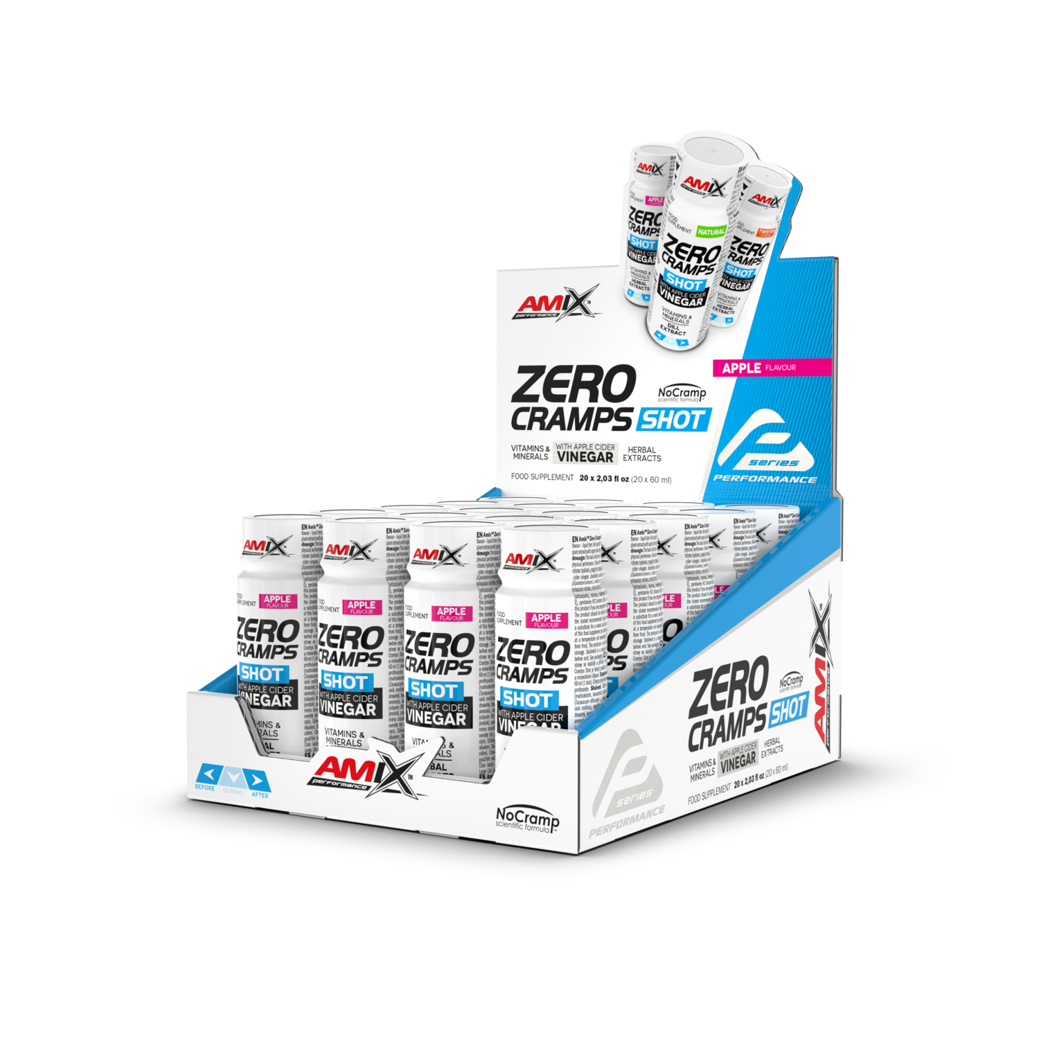 ZERO CRAMPS SHOT 20X60ML MANZANA