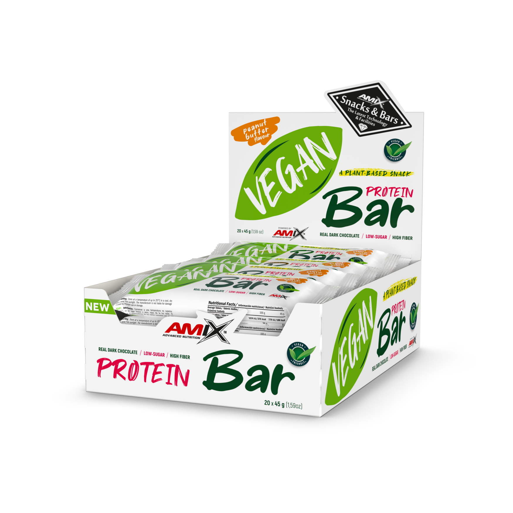 Vegan Protein Bar 20x45g Crema de Cacahuete